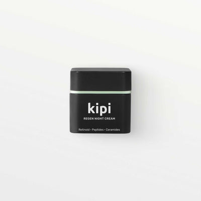 Black jar of kipi Regen Night Cream on a white background